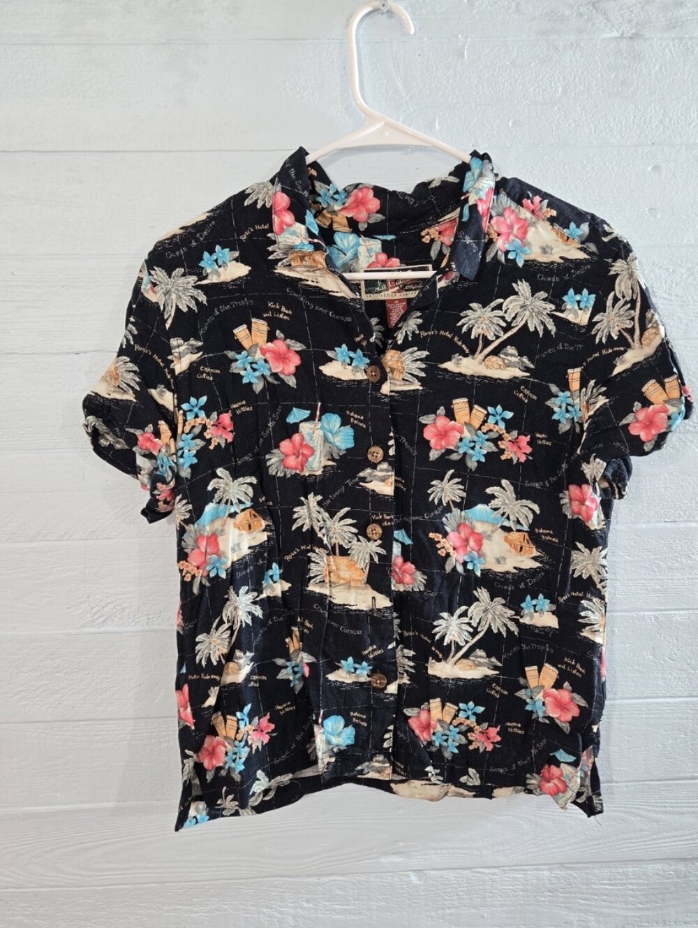 La Cabana Womens Button Down Tropical Goth Retro Indie Surf Beachy Size Medium